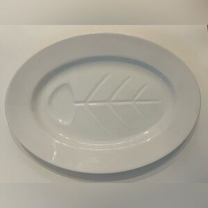 Ideal Ironstone Ware Ide Bros. Japan White Oval Plate with fish design-vintage